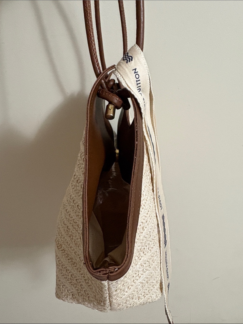 Upcycled authentic LV Straw tote Bag - Picture 4 of 9